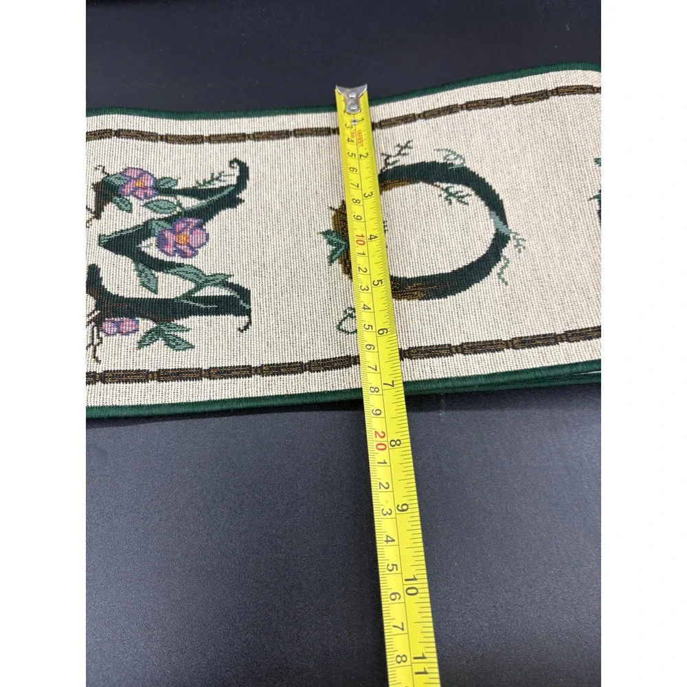 Vintage Woven Tapestry Welcome Wall Hanging Floral Hummingbird Vertical Scroll